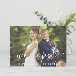 Faire-part Nous Avons Elopé Script Minimaliste Mariage Photo 