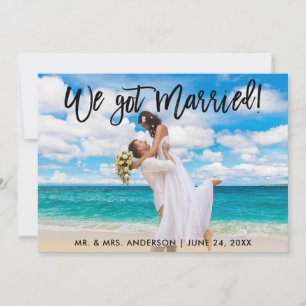 Faire-part Nous Avons Marié Brush Script Celebration Invitati