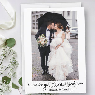 Faire-part Nous Avons Marié Calligraphie Heart Photo Mariage