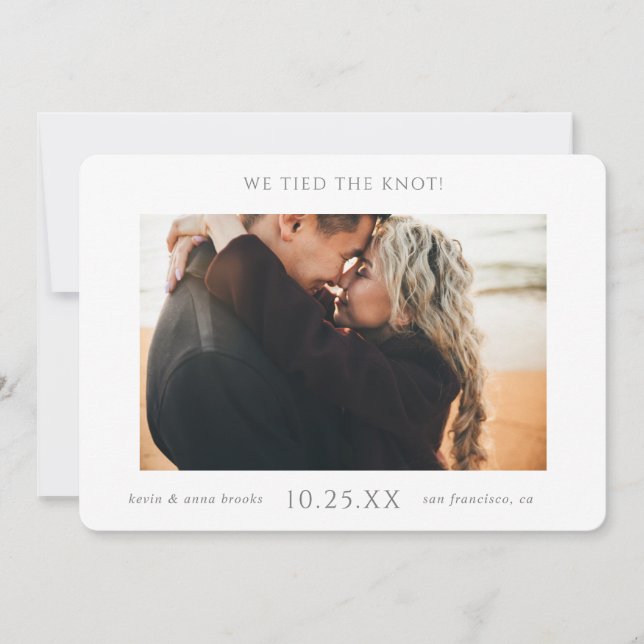 Faire-part Nous avons mis le noeud en quatre ! Mariage Elopem (Devant)