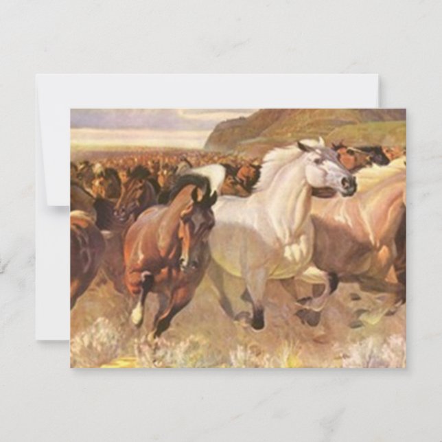 Faire-part Nous avons Moving Moved Horses Mustangs on Move (Devant)