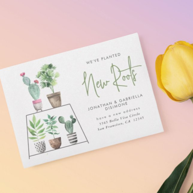 Faire-part Nous avons planté de nouvelles racines Plante démé (Créateur téléchargé)
