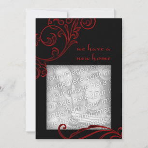 Faire-part nous avons une nouvelle maison : rouge fleuris