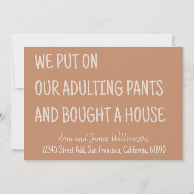 Faire-part Nous Mettons Nos Pantalons Adultes Et Achetons Une (Devant)
