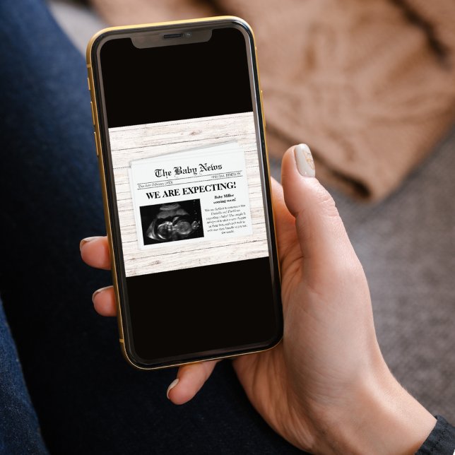 Faire-part Nous Nous Attendons À La Grossesse De Photo De Jou (we are expecting newspaper style photo pregnancy announcement card ultrasound sonogram)