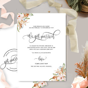 Faire-part Nous nous sommes mariés, Earthy Blooms, Mariage de