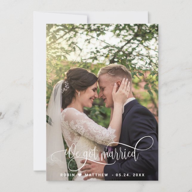 Faire-part Nous Nous Sommes Mariés, Élégant Mariage De Photo  (Devant)