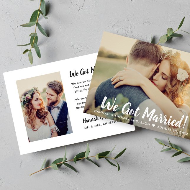 Faire-part Nous Nous Sommes Mariés Script Moderne Mariage Pho (Créateur téléchargé)