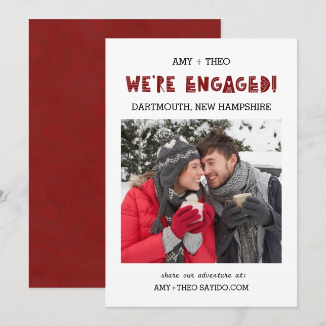 Faire-part Nous sommes engagés Photo Moderne Cool tendance Fi (Devant / Derrière)