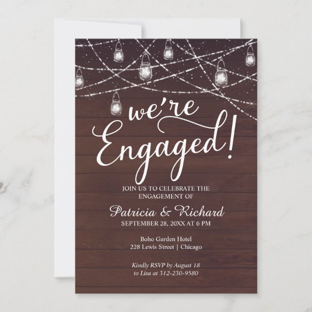 Faire-part Nous sommes engagés Rustic Engagement Party Invita (Devant)