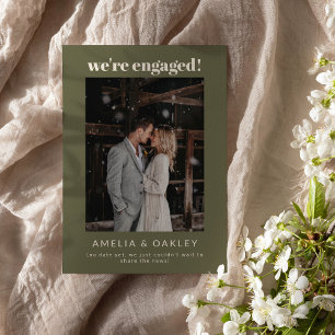 Faire-part Nous sommes fiancés Minimaliste Élégant Photo Vert