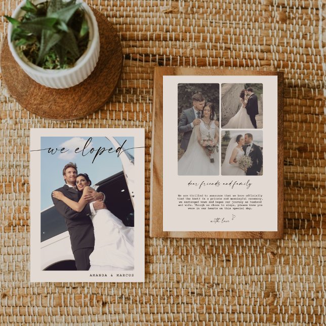 Faire-part Nous sommes partis en elopement Calligraphie moder (Créateur téléchargé)