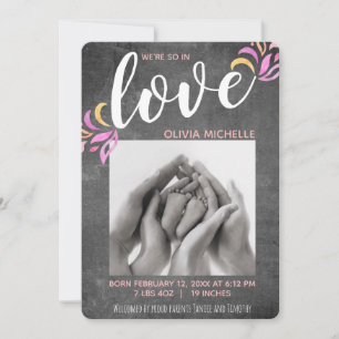 Faire-part Nous sommes tellement en amour Chalkboard Photo Bé