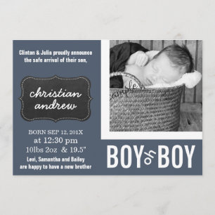 Faire-part Nouveau bébé de tableau de photo moderne de BW