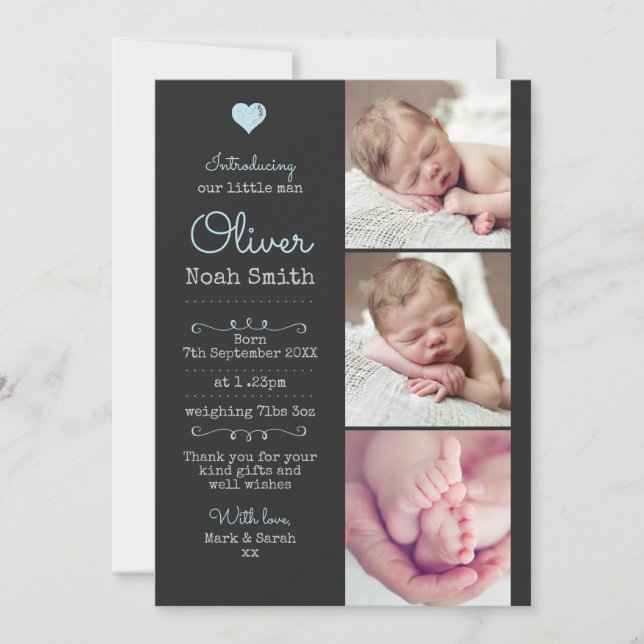 Faire-part Nouveau bébé faire-part/carte de remerciements A5 (Devant)