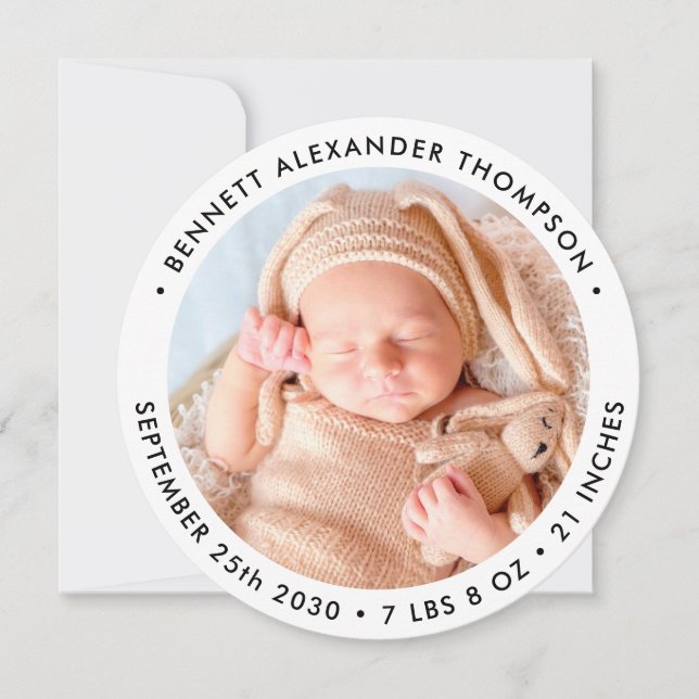 Faire-part Nouveau bébé moderne simple photo personnalisée na (Devant)