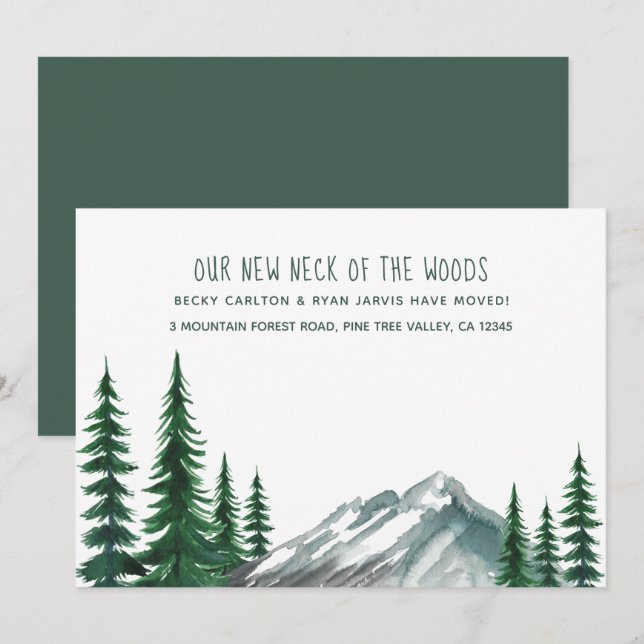 Faire-part Nouveau cou de la forêt de Bois Pin Moving (Devant / Derrière)