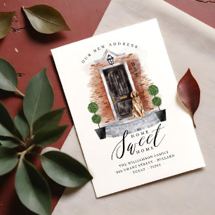 Faire-part Nouveau domicile   Aquarelle Porte avant noire et 