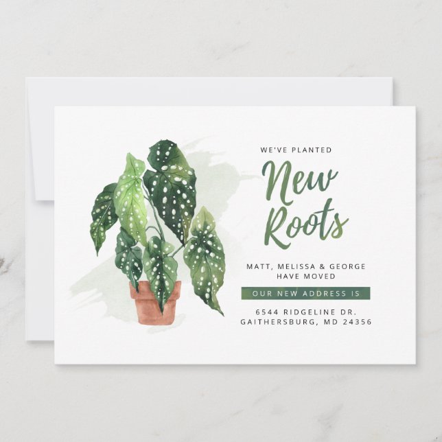 Faire-part Nouveau Plante Roots Déplacer une nouvelle adresse (Devant)