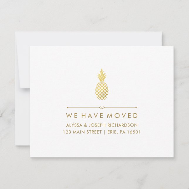 Faire-part Nouvelle adresse avec Elegant Gold Pineappy (Devant)