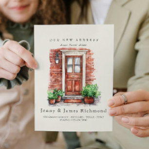 Faire-part Nouvelle adresse I Aquarelle Porte avant et brique