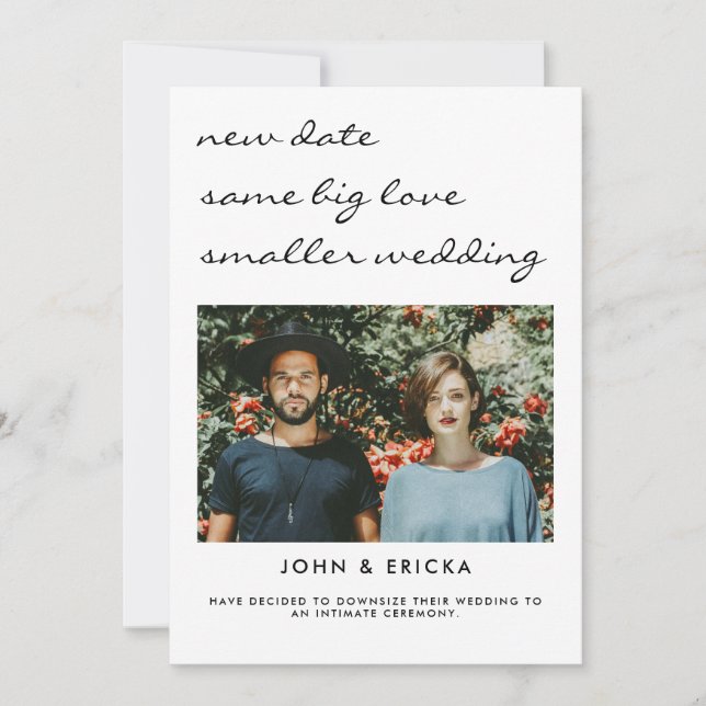 Faire-part Nouvelle Date Même Amour Petit Mariage Télédimensi (Devant)