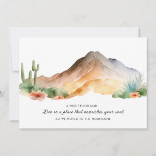 Faire-part Nouvelle maison Aquarelle Montagnes Cactus Moving