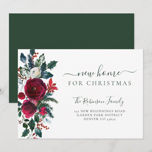 Faire-part Nouvelle maison pour Noël déménager (Devant / Derrière)