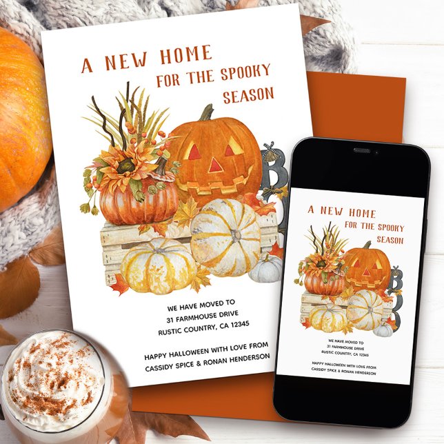 Faire-part Nouvelle maison Rustique Halloween Déménagement (New Home for the Spooky Season - fun moving card for new address announcement near halloween time)