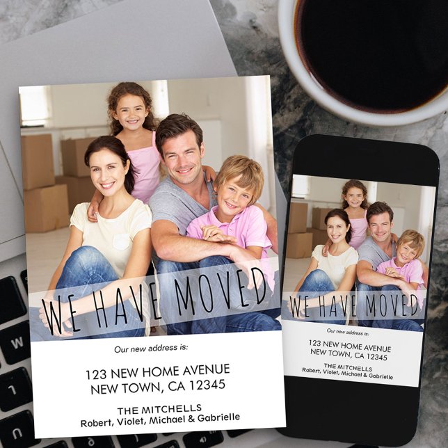 Faire-part Nouvelle Photo À La Maison Nous Avons Déplacé Skin (light photo new address card available printed or as printable digital download)