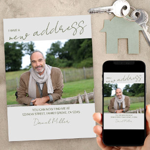 Faire-part Nouvelle photo d'adresse avec texte mobile script