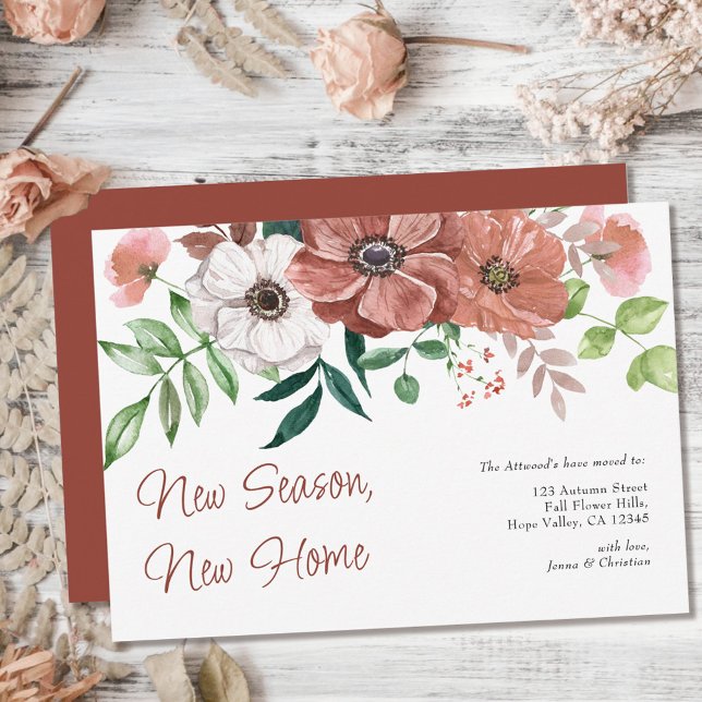 Faire-part Nouvelle saison Nouvelle maison Automne Fleur Auto (Créateur téléchargé)