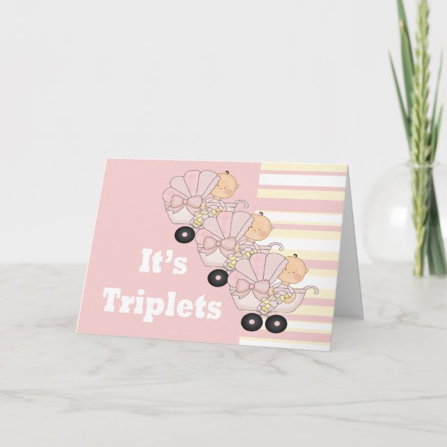 Faire-part Nouvelles filles de triplet de bébé (Devant)