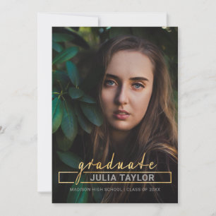 Faire-part Obtention du diplôme luxueuse manuscrite moderne