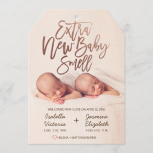Faire-part Odeur supplémentaire de bébé d'or rose de Faux