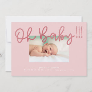 Faire-part Oh Baby Blush Rose Foil moderne Funky Fun Baby