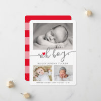 Oh Boy Script Christmas Red Heart Collage Photo