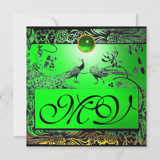 Faire-part OISEAUX AMOUREUX DE MARIAGE MONOGRAMME noir jaune  (Devant)