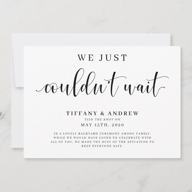 Faire-part On ne pouvait pas attendre le Mariage (Devant)