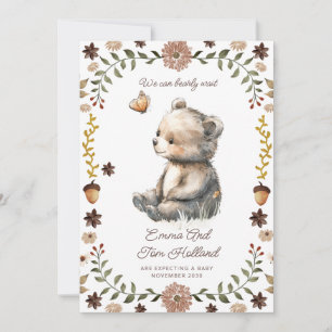 Faire-part On Peut Attendre L'Aquarelle Grossesse De L'Ours