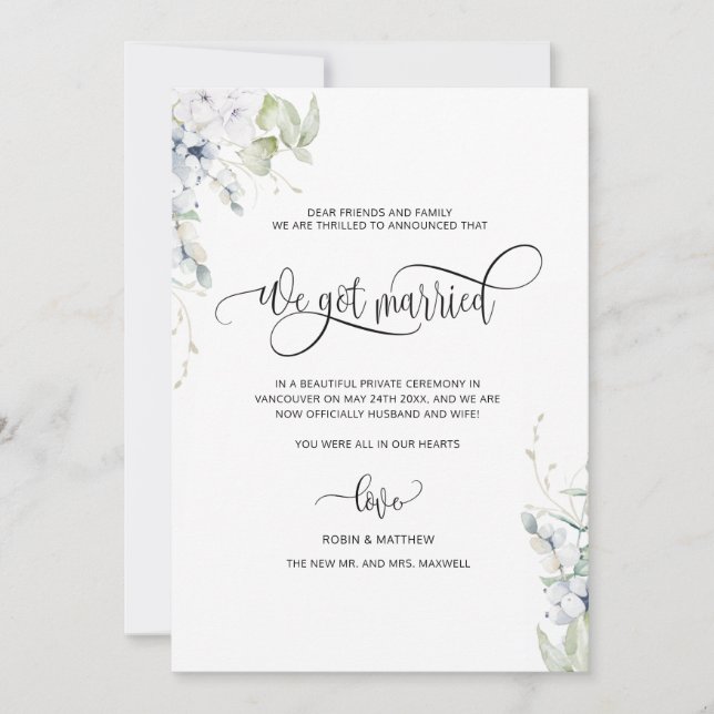 Faire-part On s'est marié, Elegant Mariage marié (Devant)