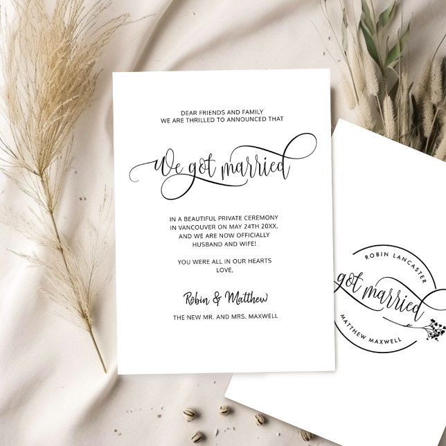 Faire-part On s'est marié, Élégant Mariage marié moderne (Créateur téléchargé)