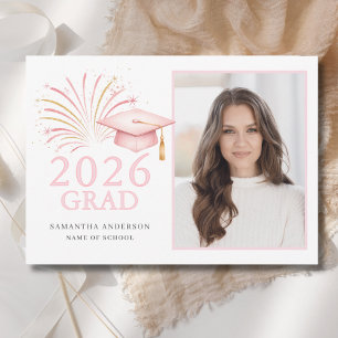Faire-part Or Rose Moderne 2026 Diplômé