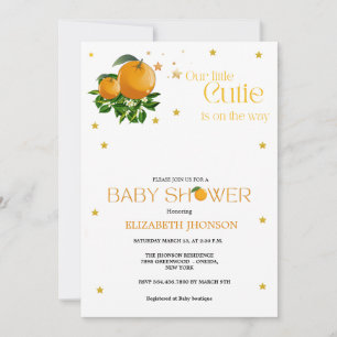 Faire-part Orange blanc Petit baby shower neutre