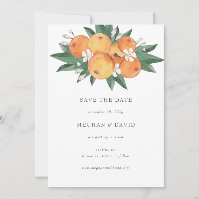 Faire-part Orange Blossoms Citrus Botanical Save the Date  (Devant)