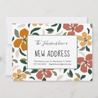 Faire-part Orange Blossoms Floral New Home Adresse Moving