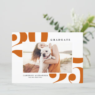 Faire-part Orange Bold Typographie 2025 Diplôme Photo