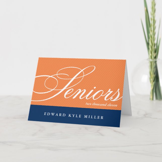 Faire-part orange d'obtention du diplôme de marine (Devant)