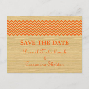 Faire-part Orange Rustic Chevron Enregistrer la carte postale