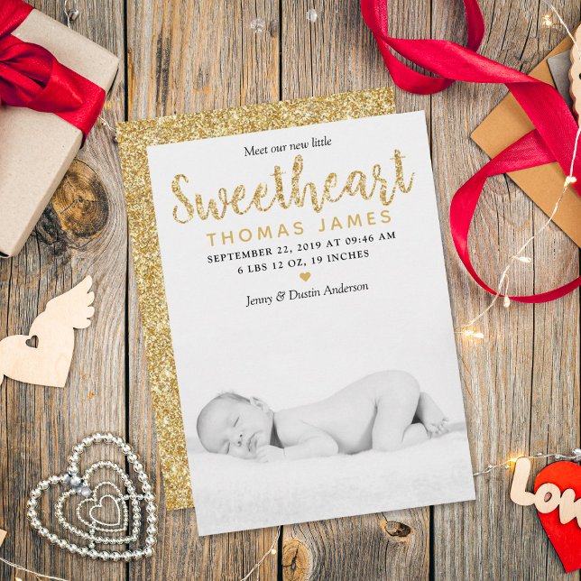 Faire-part Our Little Sweetheart Photo Birth Announcement (Créateur téléchargé)